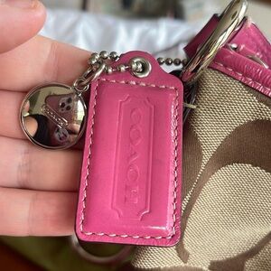 Coach Bag - Brown/Tan logo with Pink Stripe